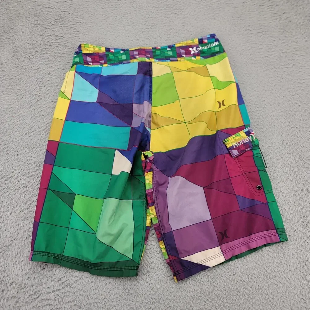 Hurley Shorts Mens 28 Colorful Colorblock Board Outdoors‎ Drawstring Casual Swim